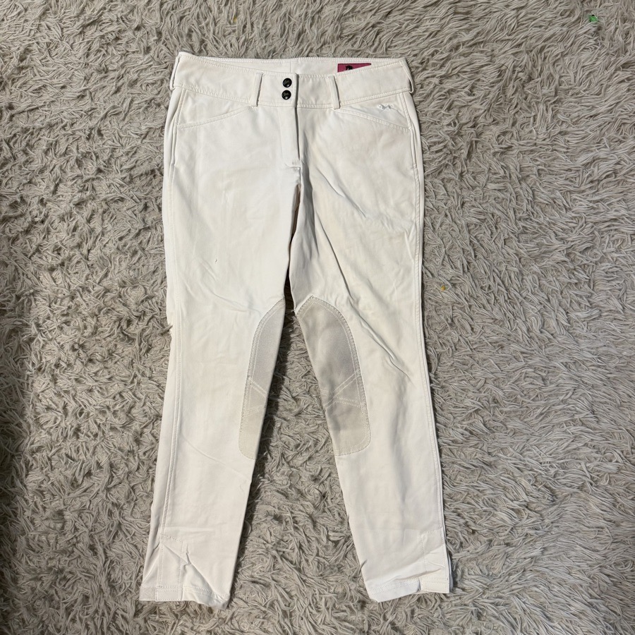 Girl’s Size 18 White RJ Classics Knee Patch Horseback Riding Breeches