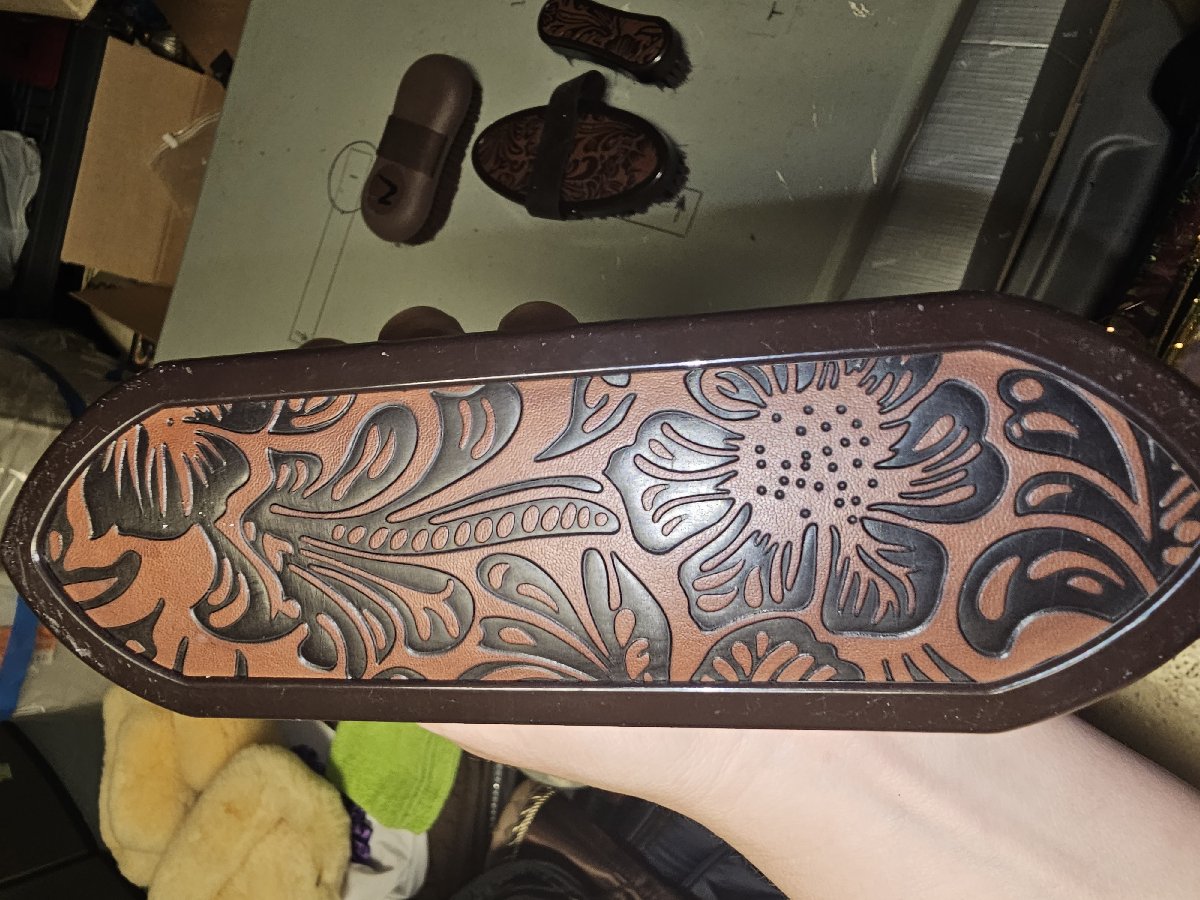 Western tooled leather looking brush set