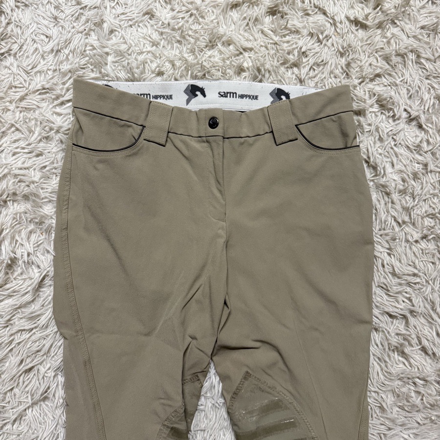 Women’s Size 30 Tan Sarm Hippique Knee Patch Horseback Riding Breeches. Good Con
