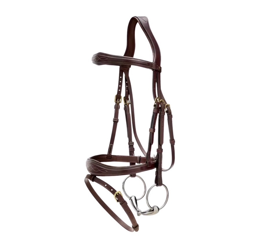 DY'ON FLASH NOSEBAND BRIDLE BROWN GOLD COB