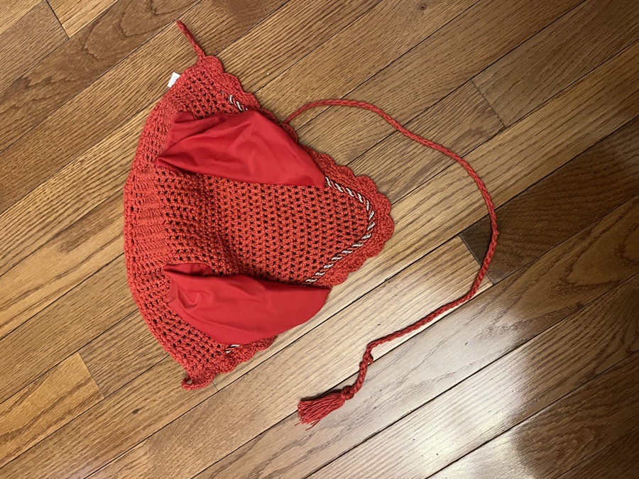 New red horse ear bonnet 