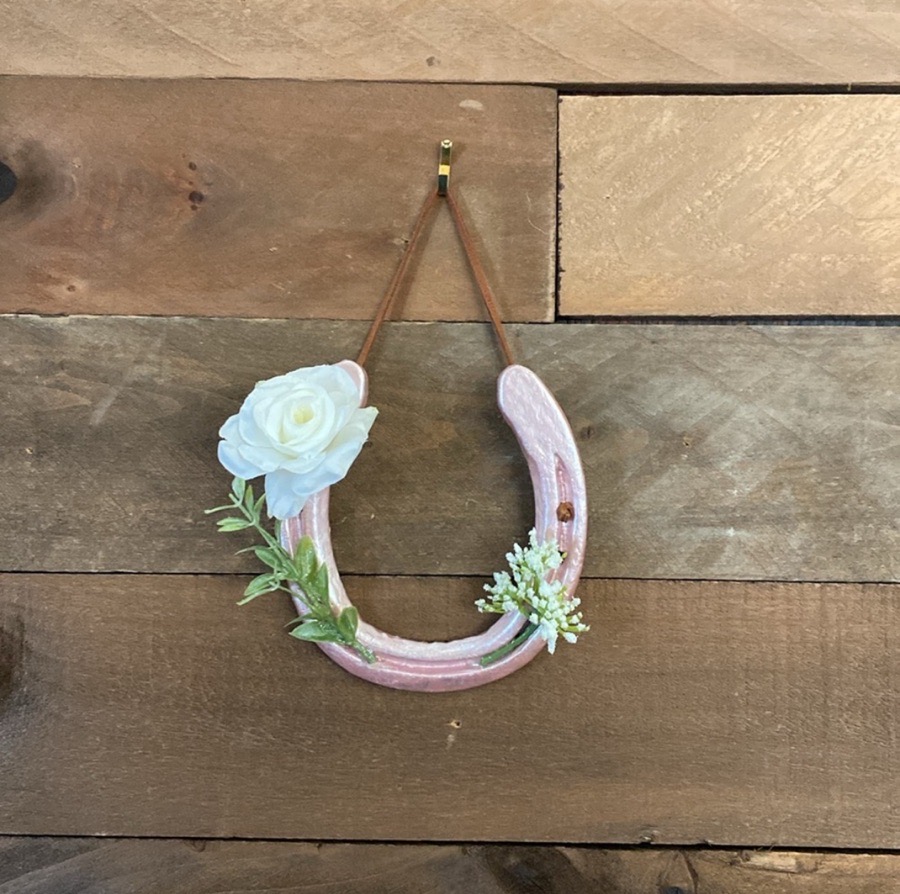 Hand Painted Rosegold Floral Horseshoe