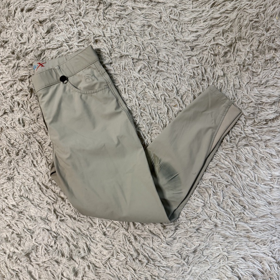 Women’s Size 28 Tan Ovation Aqua Knee Patch Horseback Riding Breeches