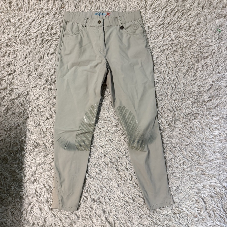 Women’s Size 28 Tan Ovation Aqua Knee Patch Horseback Riding Breeches