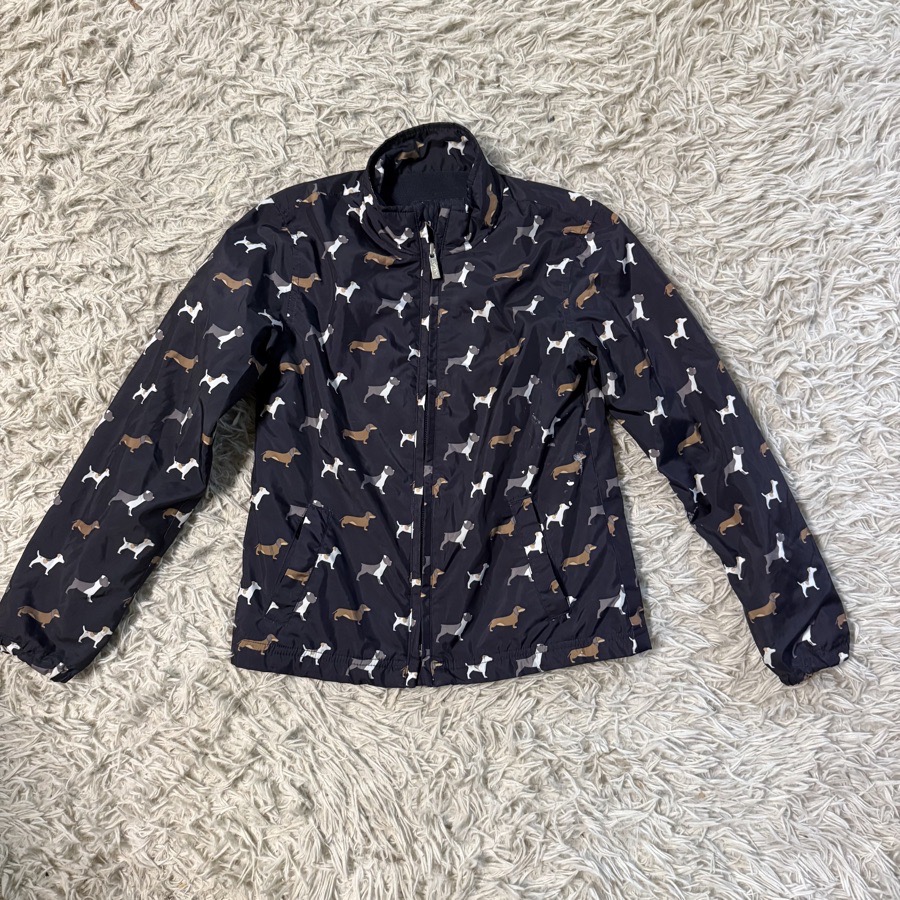 Girl’s Small Navy Ariat Dog Pattern Horseback Riding Winter Jacket. Good Cond.