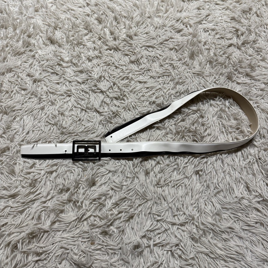 Women’s 99cm White/Black Alessandro Albanese Horseback Riding Belt. 