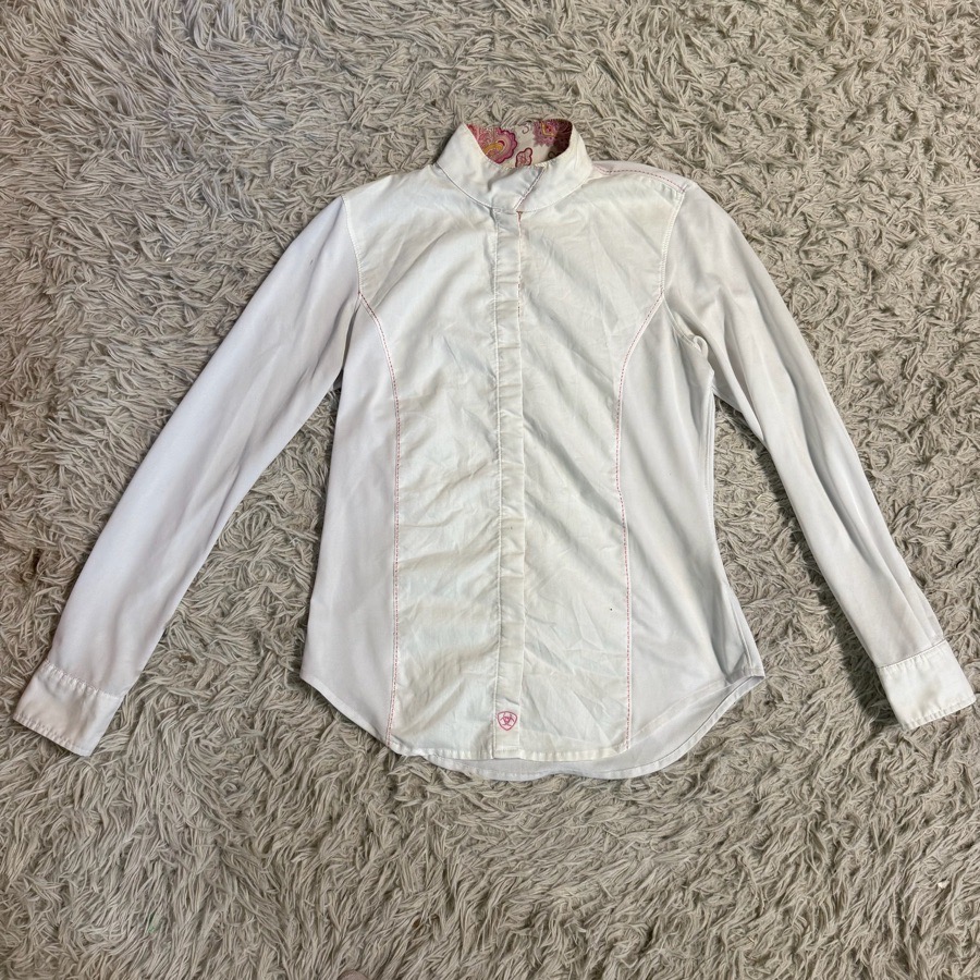 Women’s Size 32 White Ariat Long Sleeve Horseback Riding Show Shirt