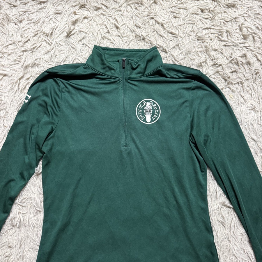Women’s S Green Herd Of Zebras Long Sleeve Horseback Riding Sunshirt. Good Cond.