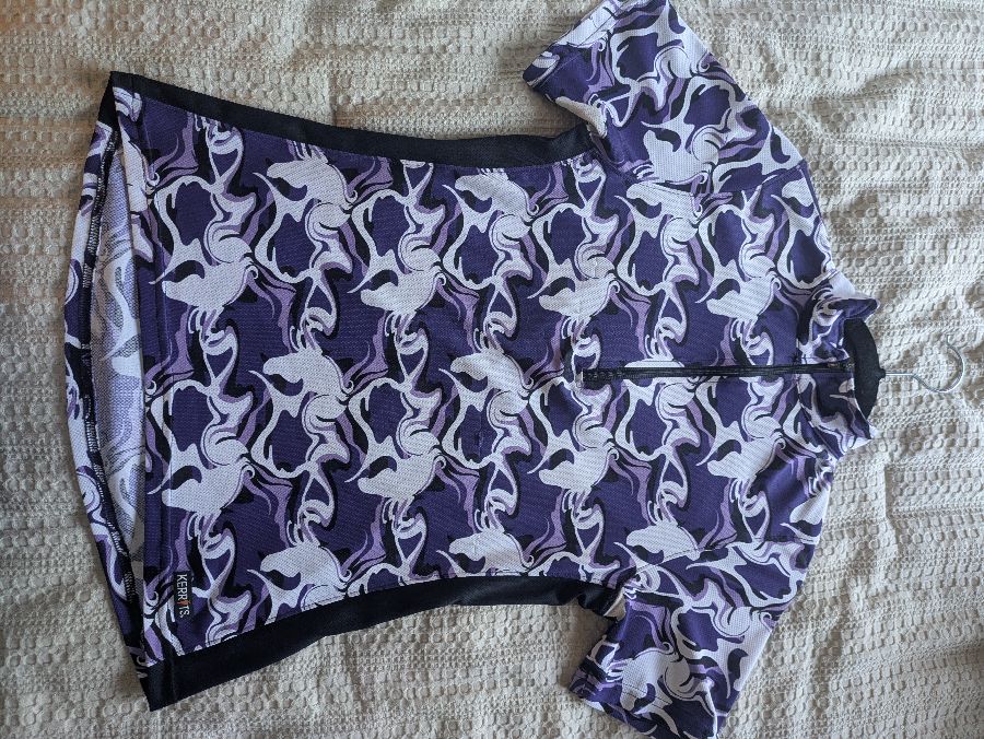 S WOMENS RIDING SHIRT, PURPLE & WHITE 