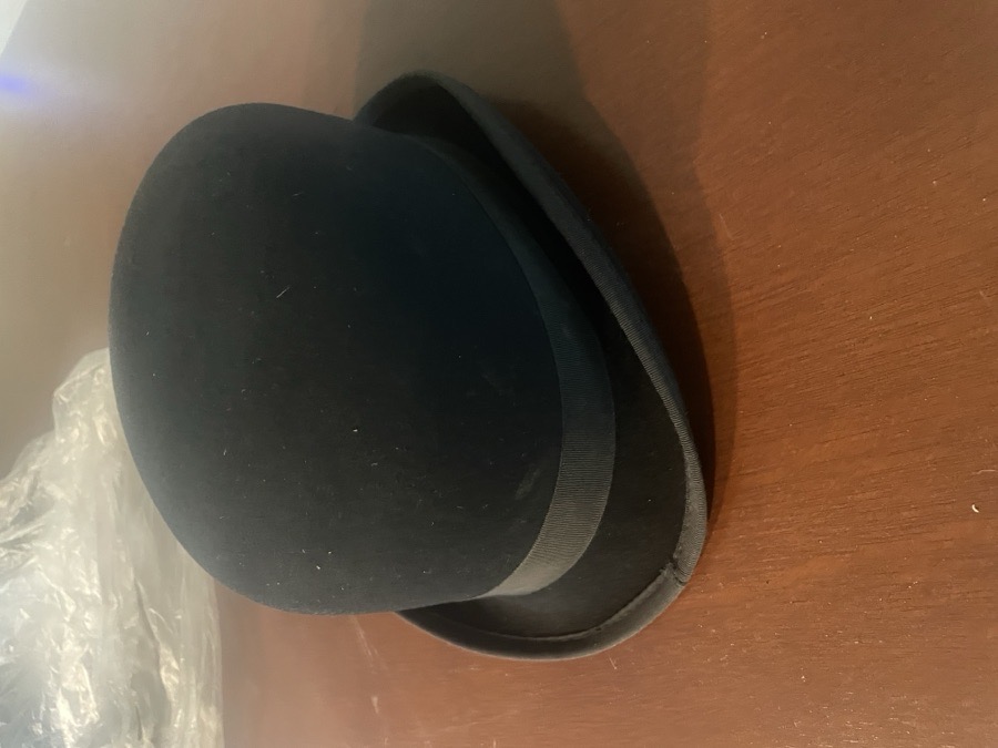 Hartmeyer Black Fur Felt Derby Hat, Size 6 7/8 