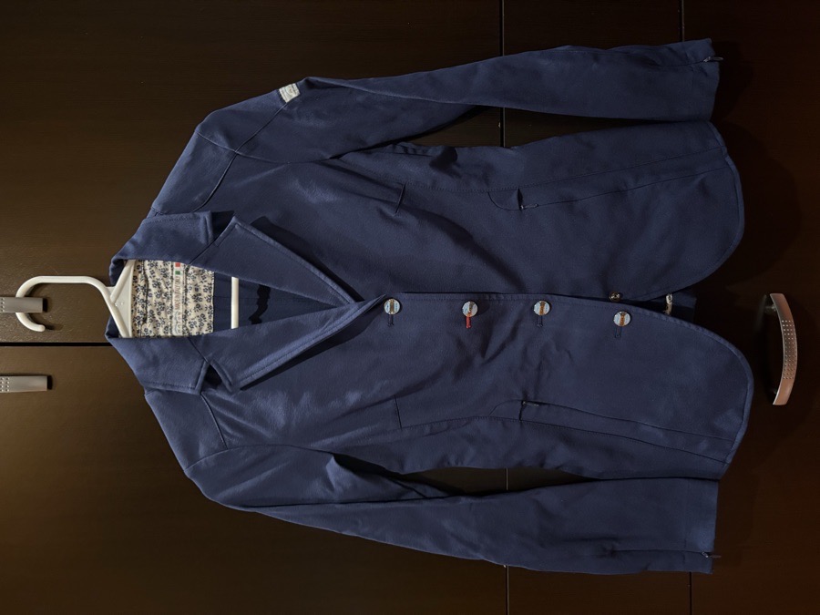 Animo Made in Italy Blue Equestrian Competition Show Coat – Floral Detail