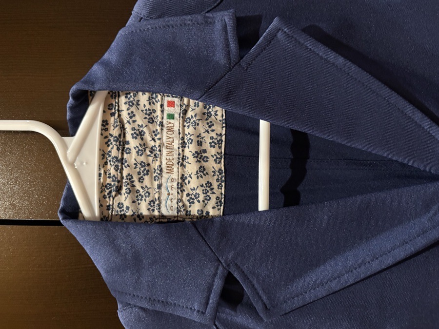 Animo Made in Italy Blue Equestrian Competition Show Coat – Floral Detail
