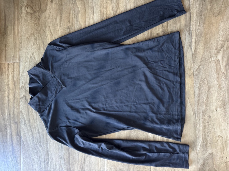 Perforated Cross-Neck Mock Neck Top