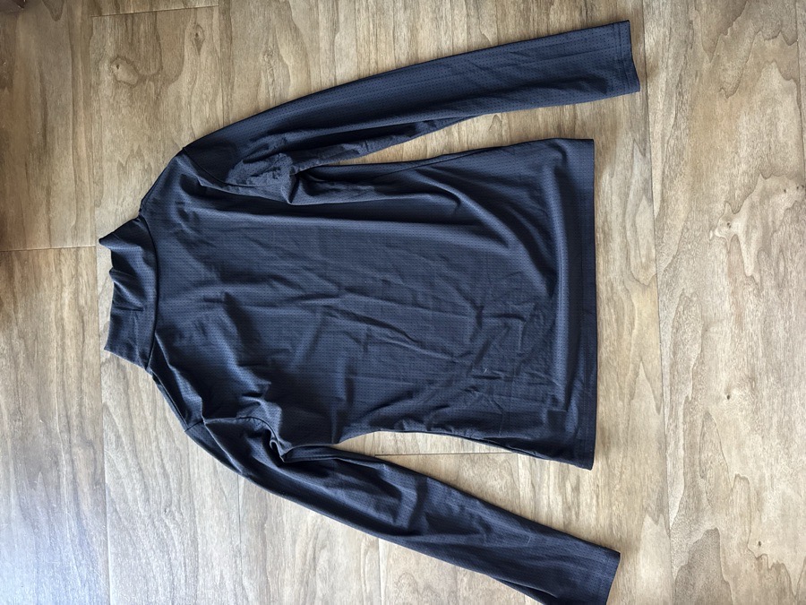 Perforated Cross-Neck Mock Neck Top