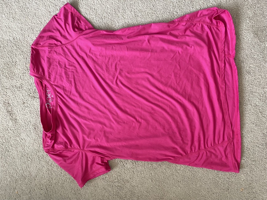 Large Piper SmartCore™ Short Sleeve Crew Neck Sun Shirt, pink.