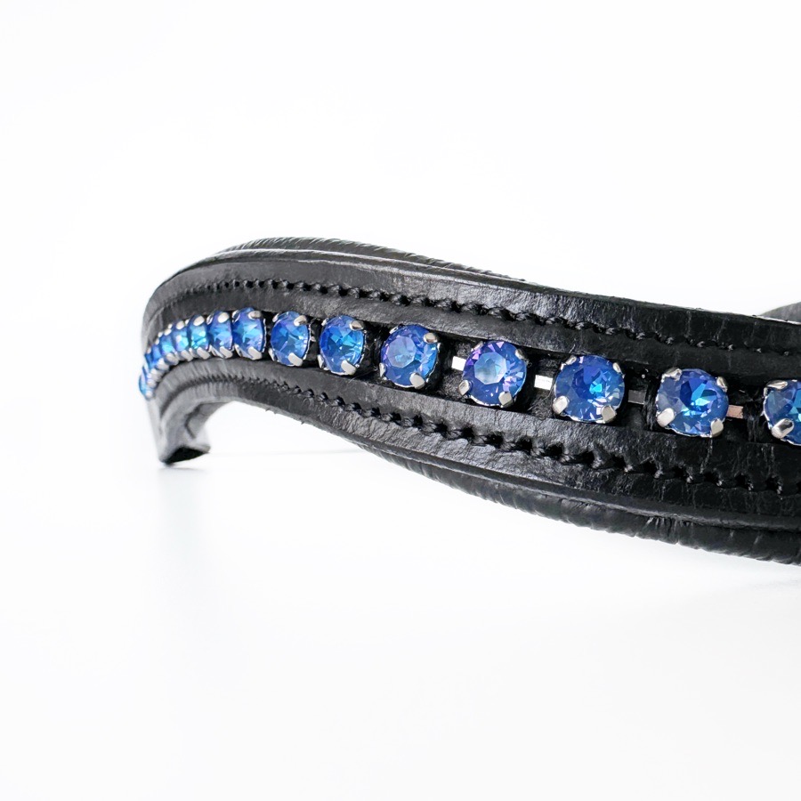 Blue Crystal Leather Browband