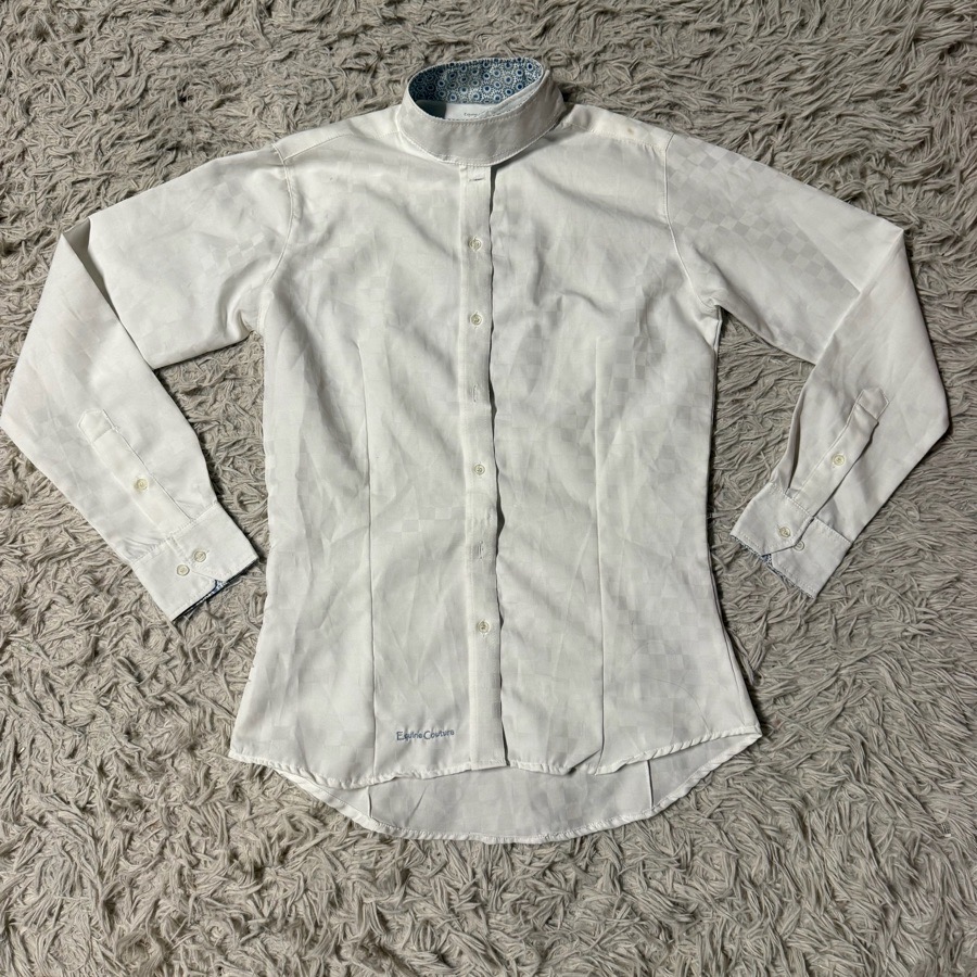 Women’s Small White Equine Couture Long Sleeve Horseback Riding Show Shirt