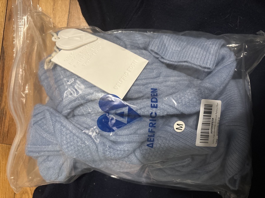 Aldrich Eden cable knit sweater women’s M brand knew in blue