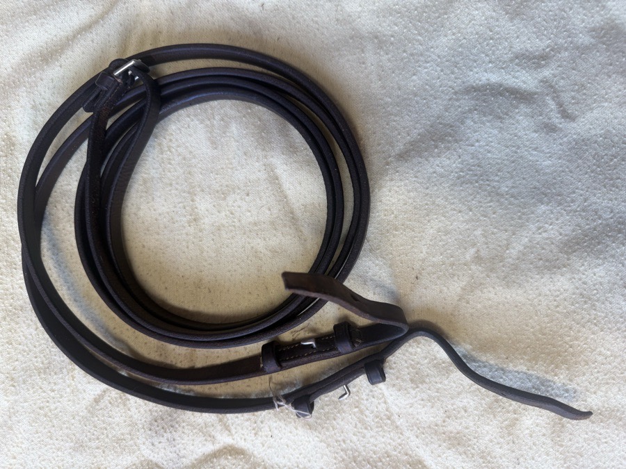 57” dark brown curb reins