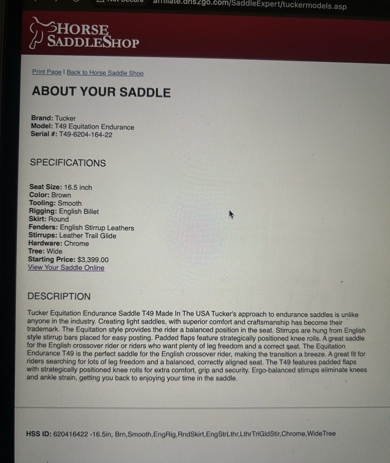 Tucker Endurance Saddle