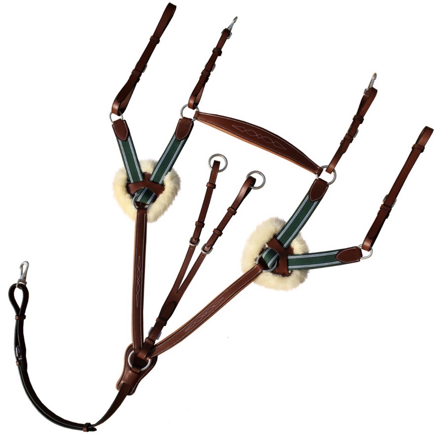 ExionPro 5 Point Breastplate - Green Elastic with White Lines