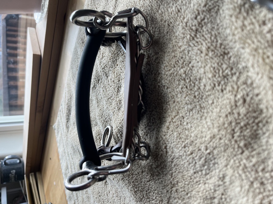 Rubber Covered Pelham with Chin Guard and Lip Strap