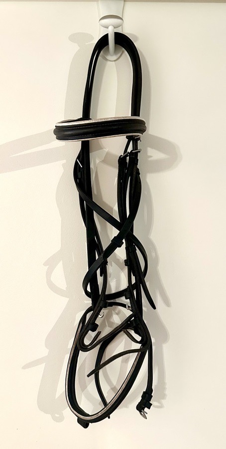 Horse/Full size Vintage Black and White Leather Dressage Bridle