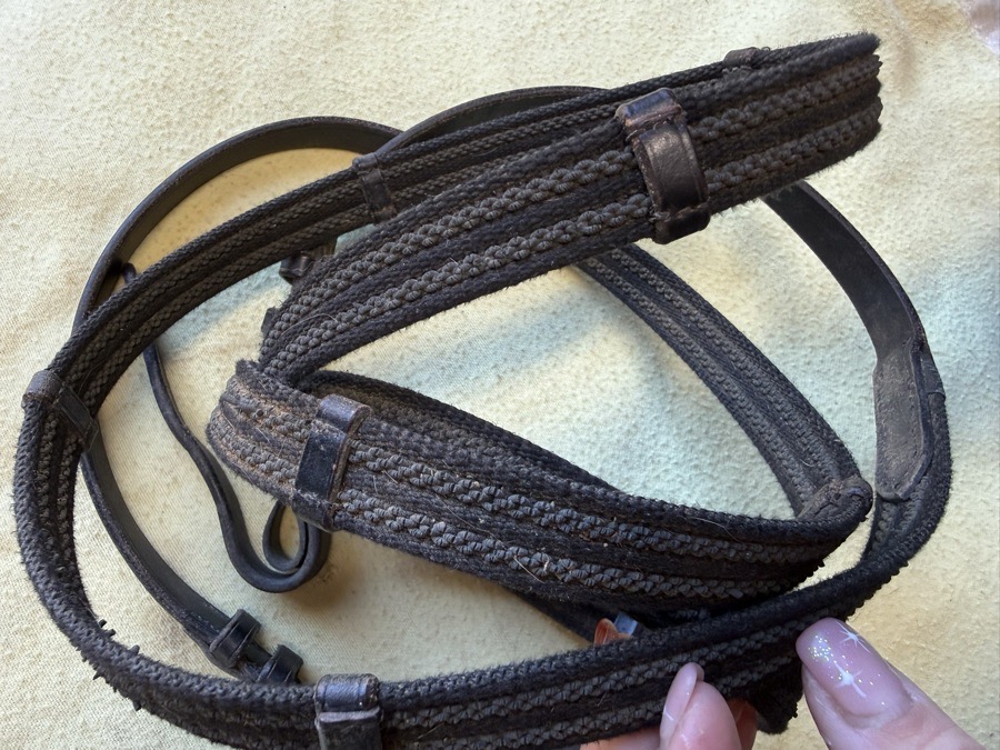 54” black and grey webbed reins