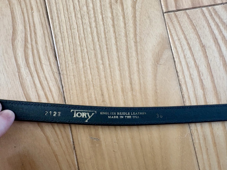 Tory Black Leather Belt 36”