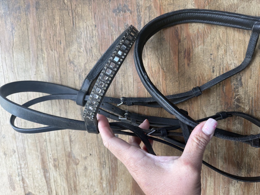 oversized black bling bridle