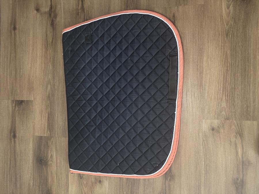 Dover Saddlery Black All Purpose Quilted Saddle Pad with Coral and White Trim