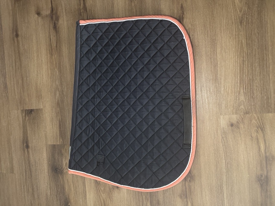 Dover Saddlery Black All Purpose Quilted Saddle Pad with Coral and White Trim