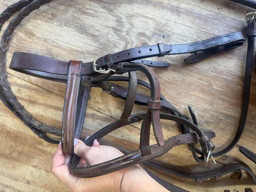 Brown cob bridle and reins