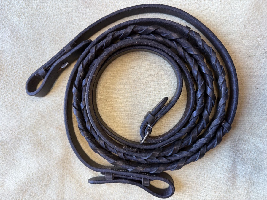 55” dark brown laced reins