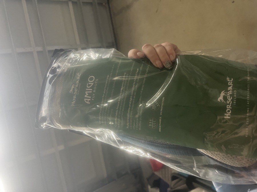 Amigo fly boots -Horse silver/navy