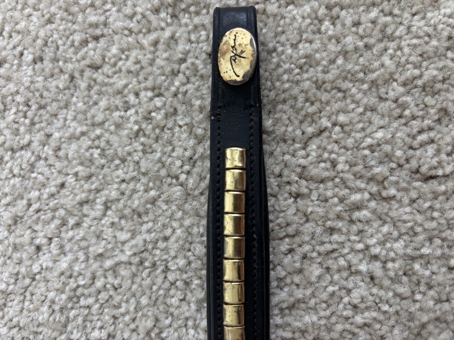 Dyon Browband in soft black leather with brass clincher