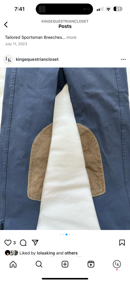 Tailored Sportsman Breeches Size 10 R