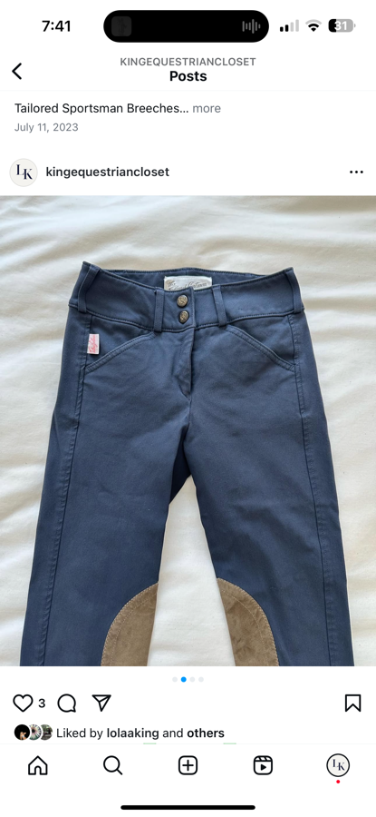 Tailored Sportsman Breeches Size 10 R 