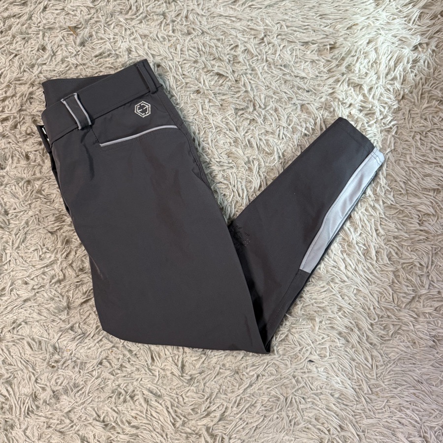 Women’s Size 36 Grey Ethos Equestrian Knee Patch Horseback Riding Breeches