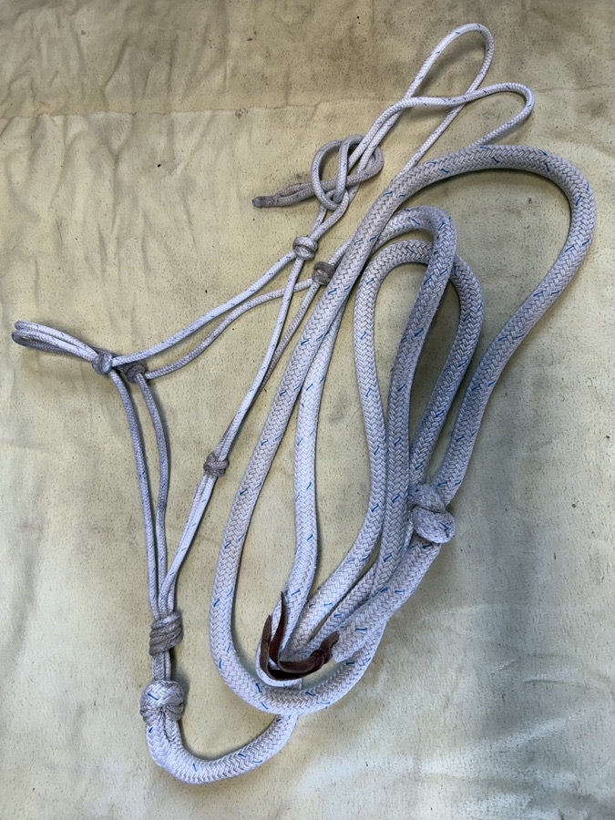 Rope halter with weighted lead