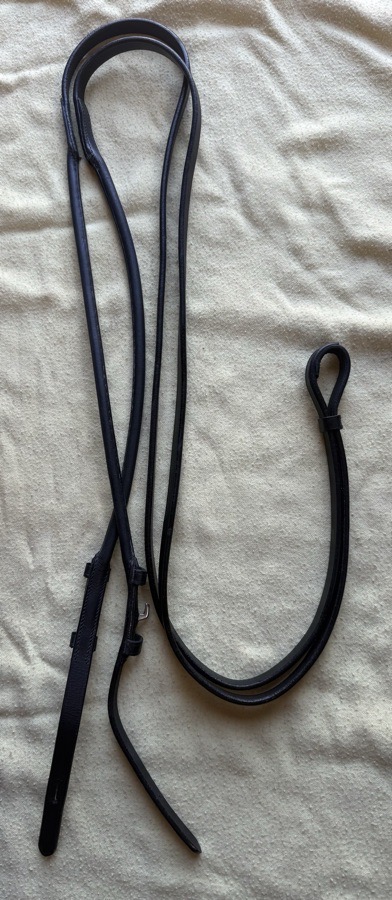54” black rolled curb reins