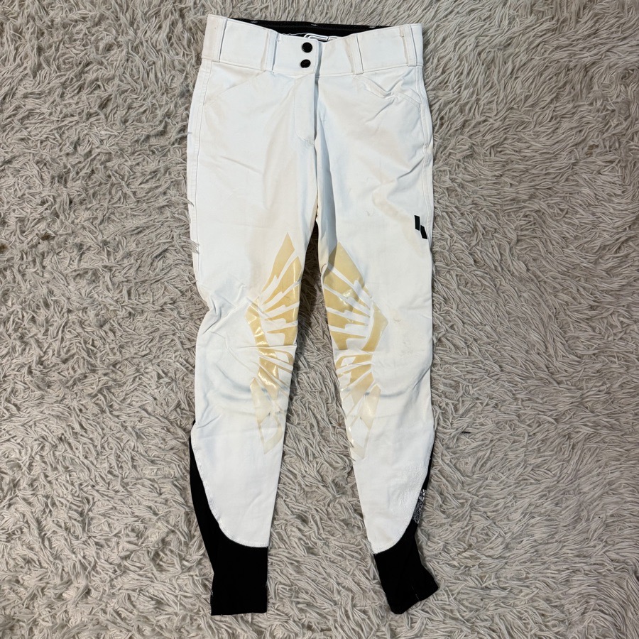 Women’s Size 22 White Struck Knee Patch Horseback Riding Breeches