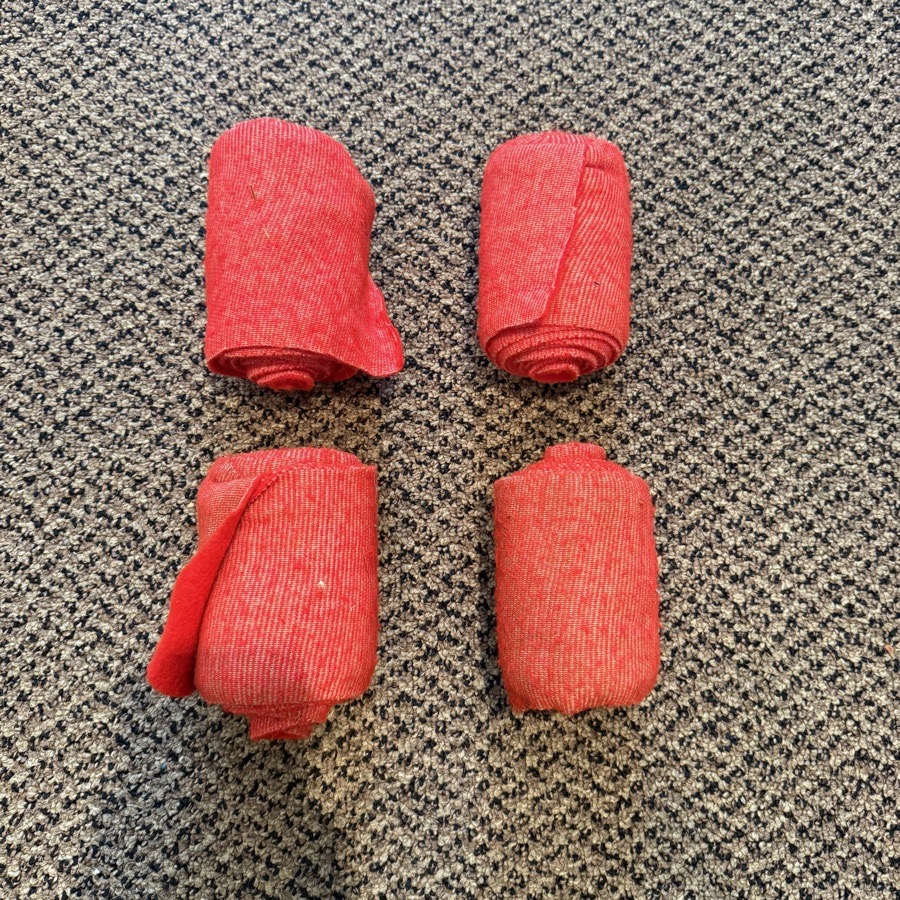 Set Of 4 Red Horseback Riding Equestrian Polo Wraps