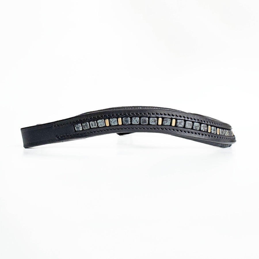 Gray & Gold Beaded Browband 