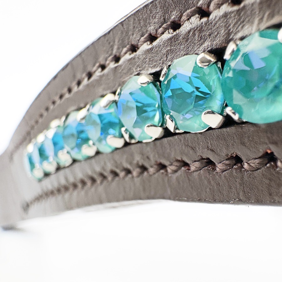 Blue Crystal Leather Browband