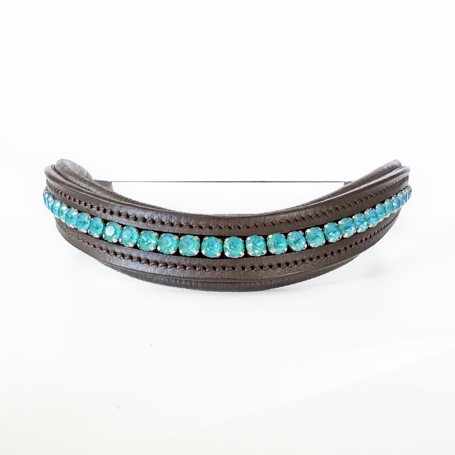 Blue Crystal Leather Browband