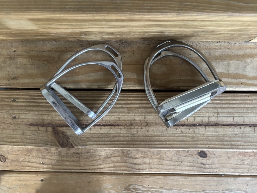 CENTAUR stirrups, two sets and a set of stirrup leathers