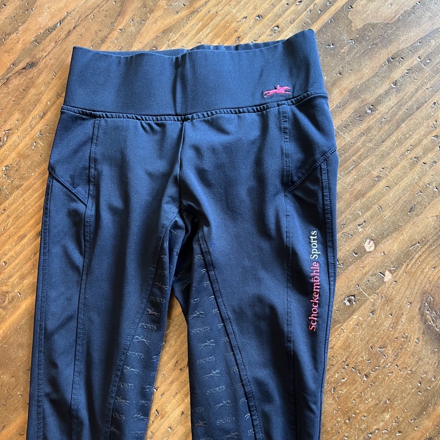 Schockemohle Sports Navy Riding Tights Breeches Women’s 22R IT38R Full Seat Grip
