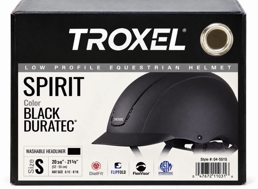 Troxel Spirit Black Duratec Riding Helmet Small 6 1/2-6 7/8 Equestrian
