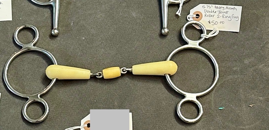 5.75” Happy Mouth Double Jointed Roller 2-Ring Gag Bit